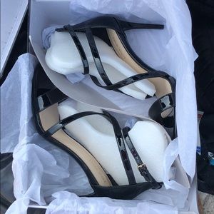 Nine West black strappy heels
